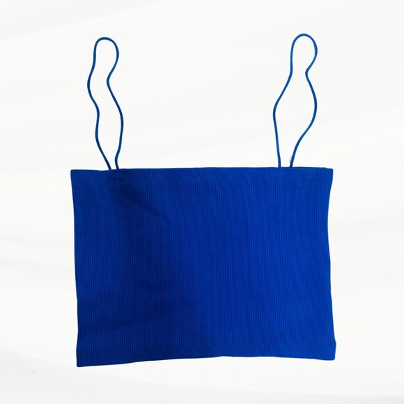 Lot of 2 Zara Ribbed Spaghetti Strap Black & Blue Tube Tops, Women's Size Small - Picture 10 of 12